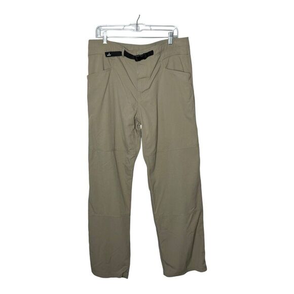 Prana Pants Mens XL Belted Outdoor Hiking Canvas Tan Pockets Gorpcore - Picture 1 of 12